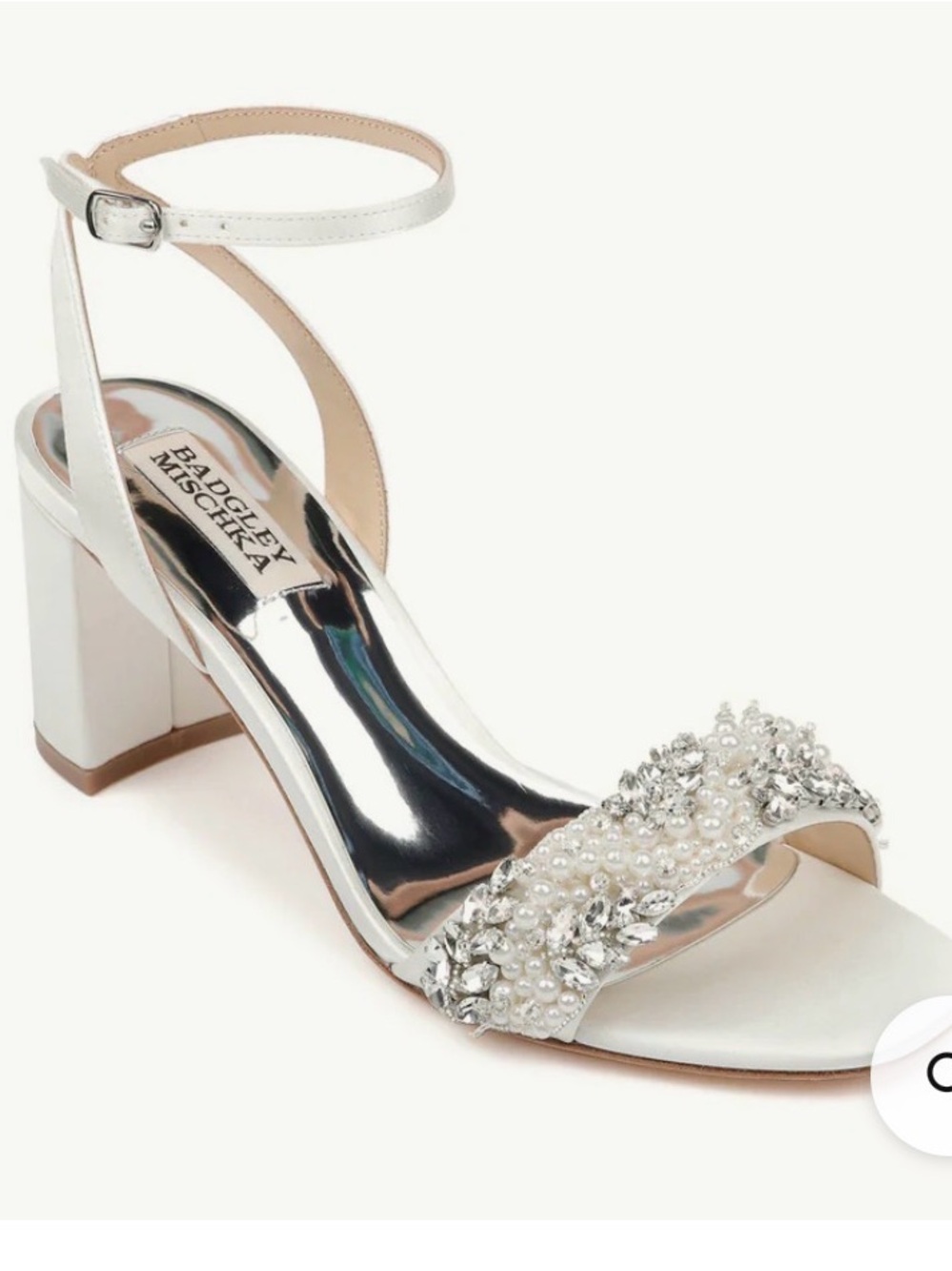 Nordstrom Silver Embellished Ankle-Strap Block Heel Sandal, 5.5